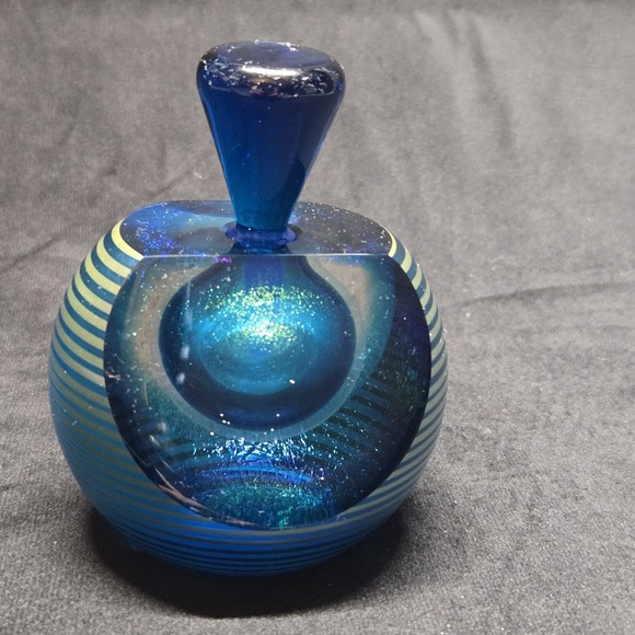 Correia Art Glass Perfume Bottle 1985 Signed LE 78/200 Cobalt Dichroic VTG - Picture 2 of 16